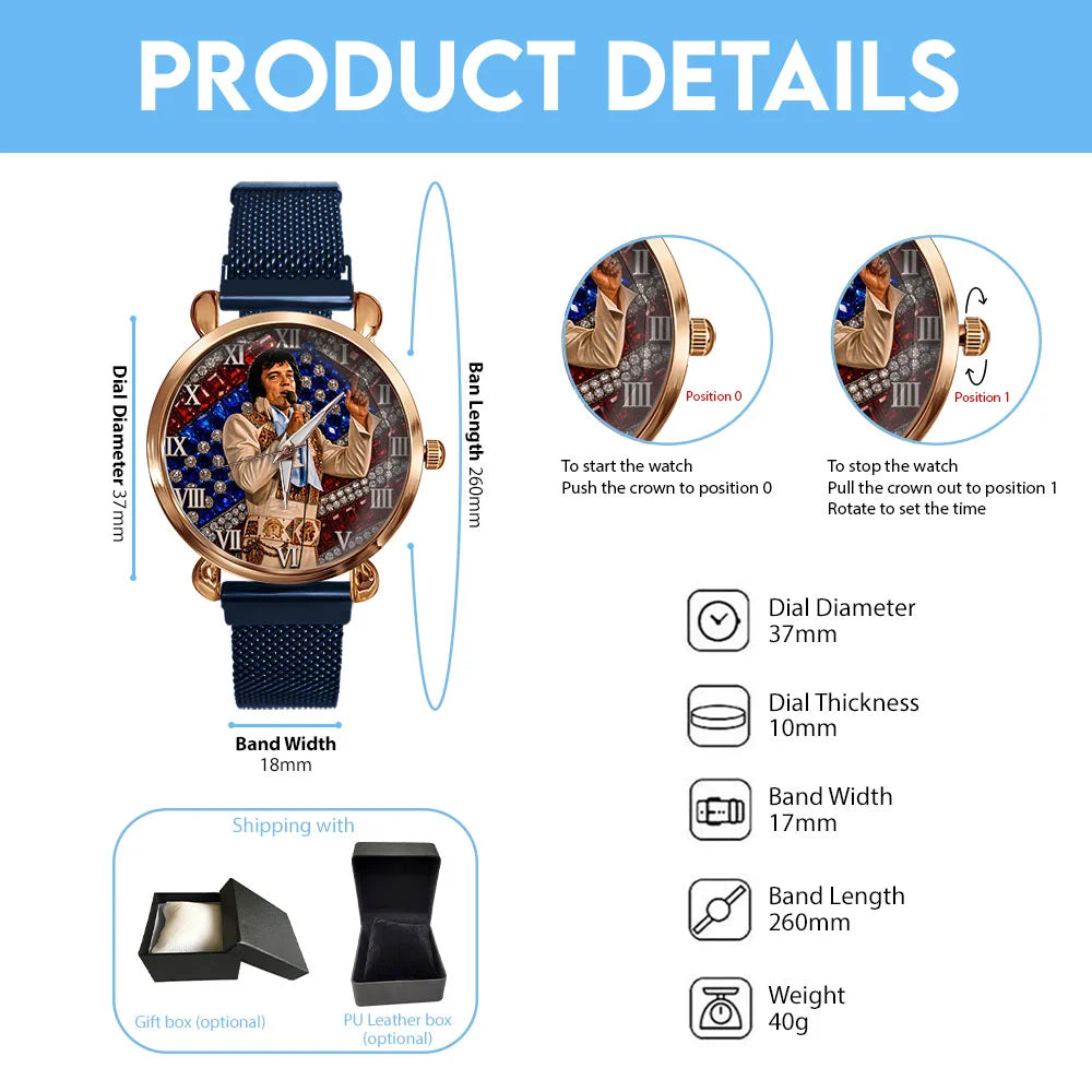 Elvis Presley Mesh Strap Quartz Watch - TMTHU9002