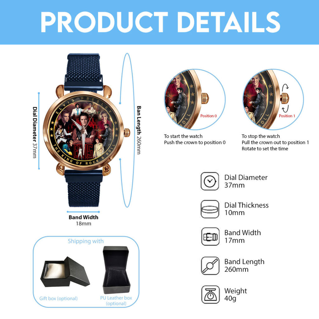 Elvis Presley Mesh Strap Quartz Watch - HOATT16495
