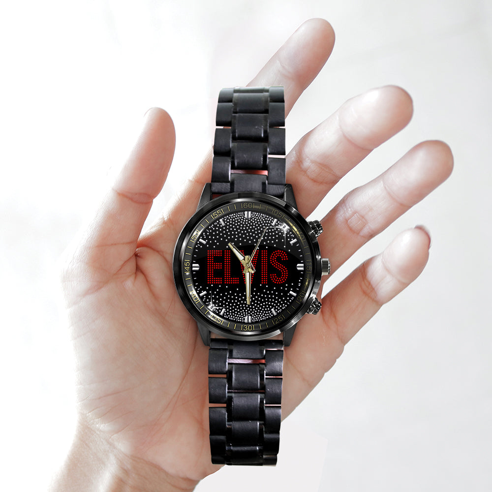 Elvis Presley Black Stainless Steel Watch - GNE 1226