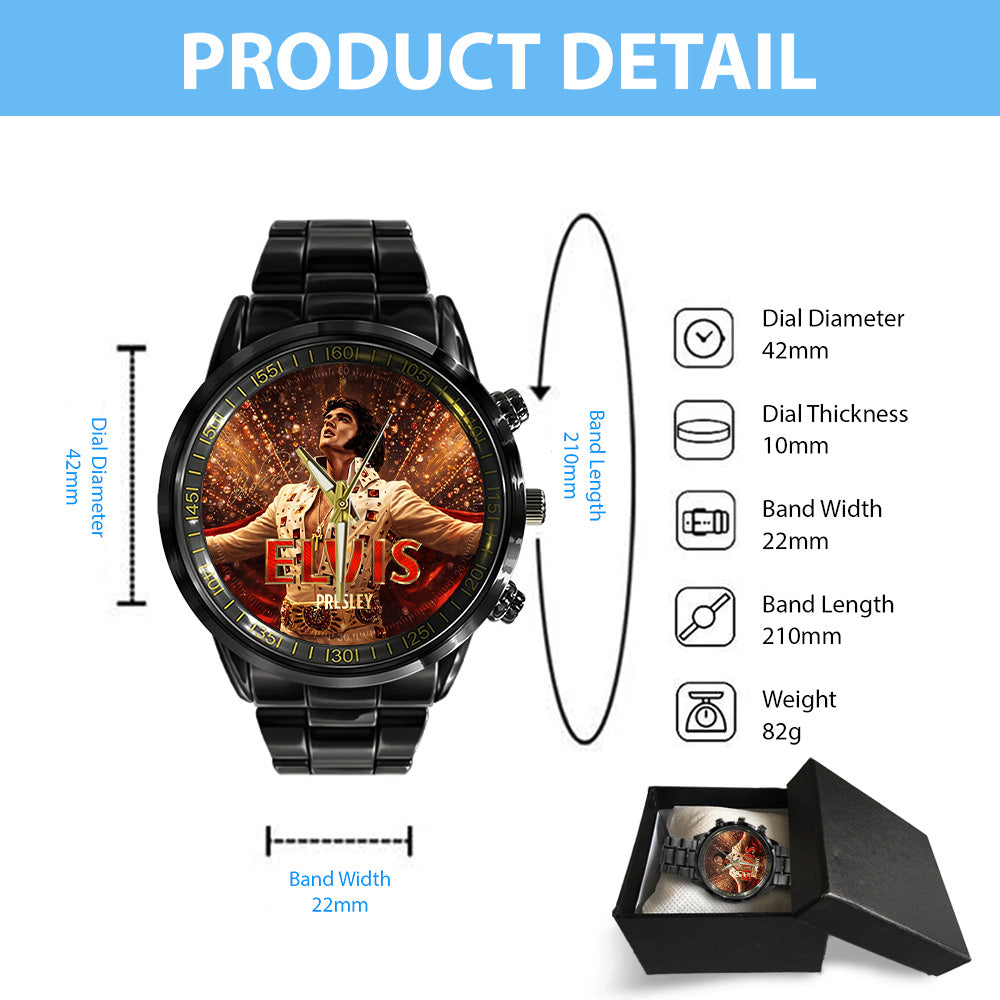 Elvis Presley Black Stainless Steel Watch - GNE5609