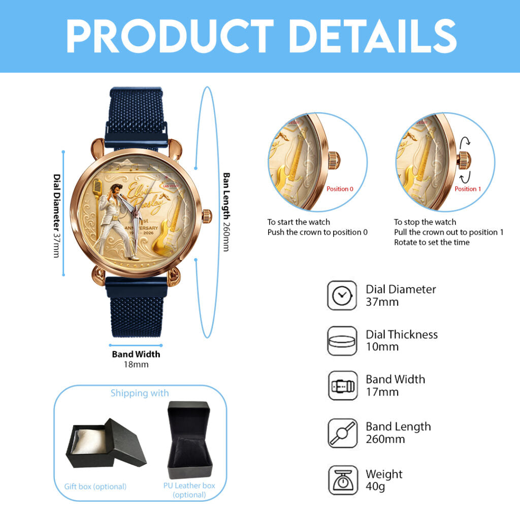 Elvis Presley 91st Anniversary Mesh Strap Quartz Watch - GNE5429