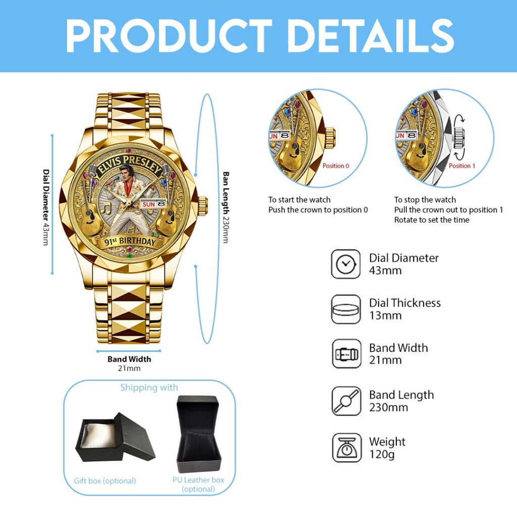 Elvis Presley 91st Anniversary Alloy Luxury Quartz Watch - HOATT15899