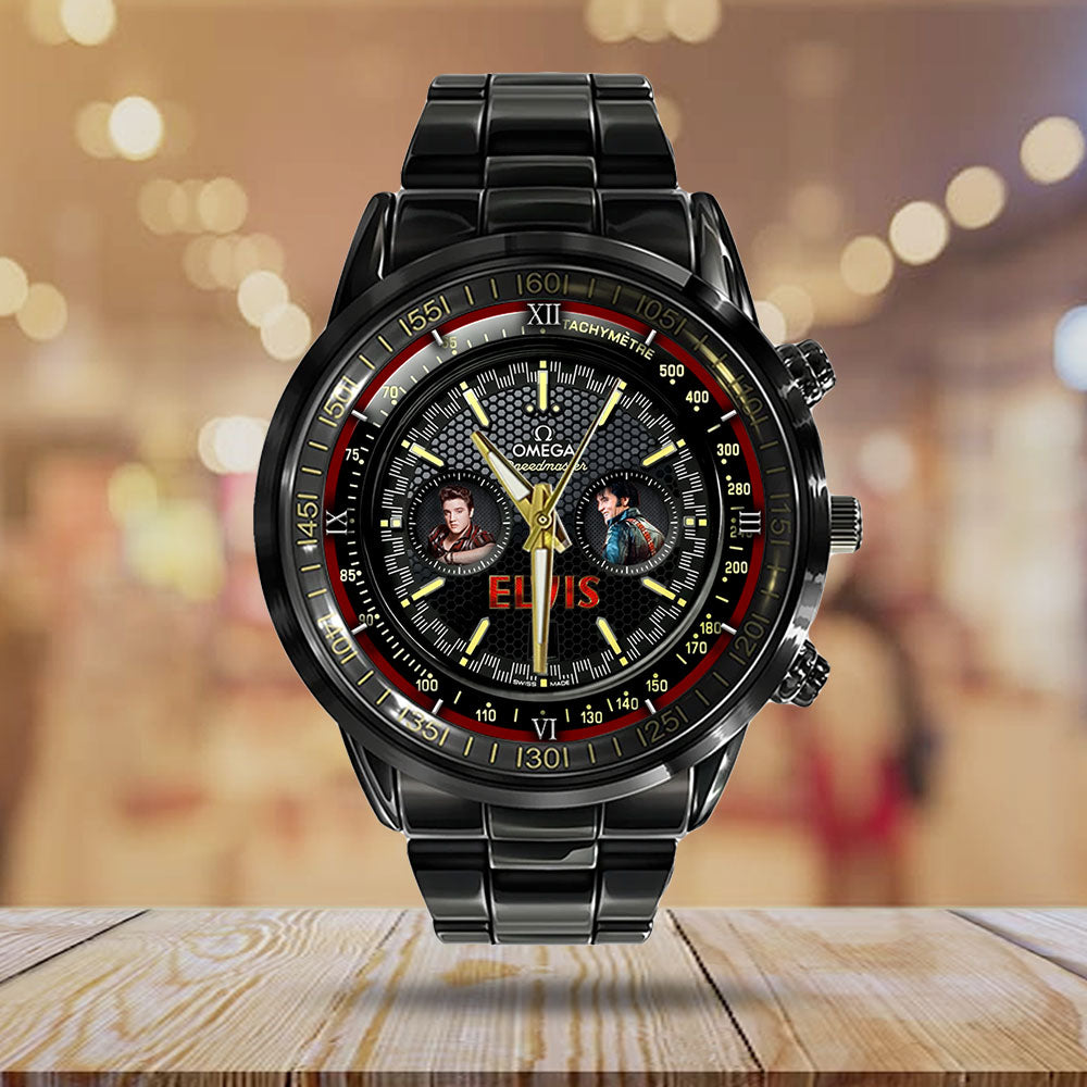 Elvis Presley x Omega Black Stainless Steel Watch - VANDH 2775