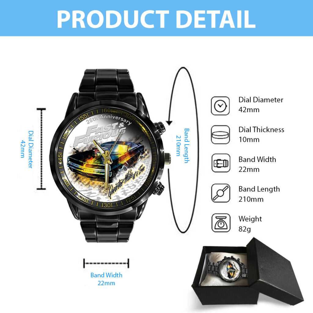 Fast & Furious 25th Anniversary Black Stainless Steel Watch - TANTN24847