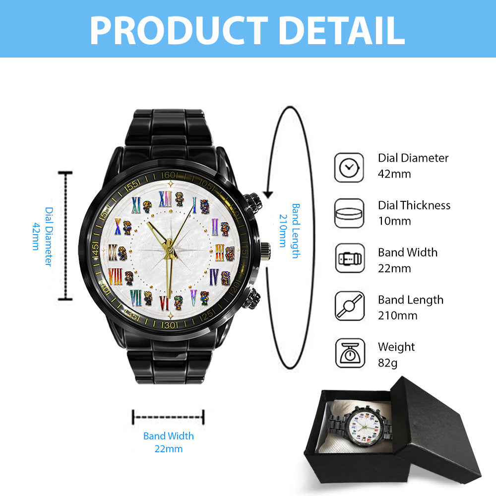 Final Fantasy Black Stainless Steel Watch - GNE7679
