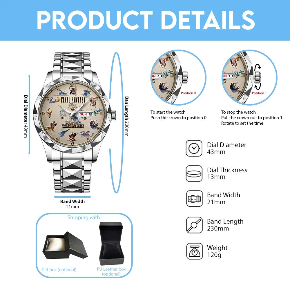 Final Fantasy Alloy Luxury Quartz Watch - GNE8449
