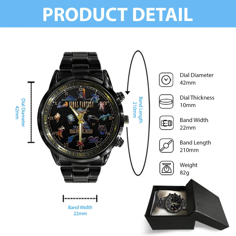 Final Fantasy Black Stainless Steel Watch - GNE8448
