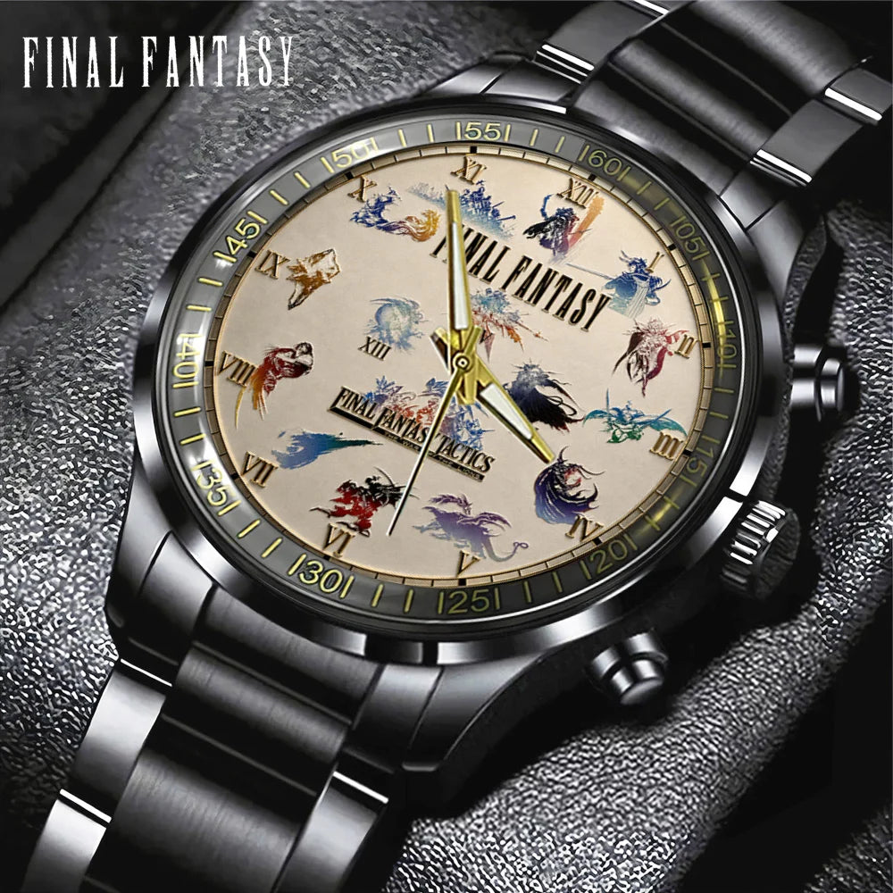 Final Fantasy Black Stainless Steel Watch - GNE8450