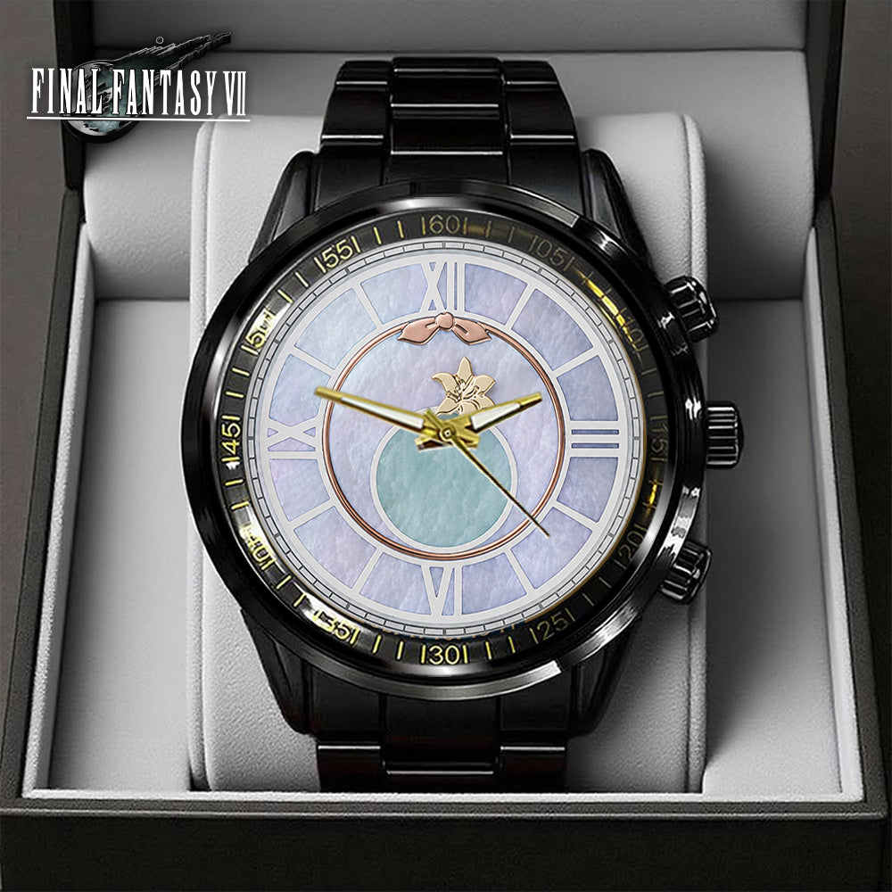 Final Fantasy VII x Aerith Gainsborough Black Stainless Steel Watch - GNE6539