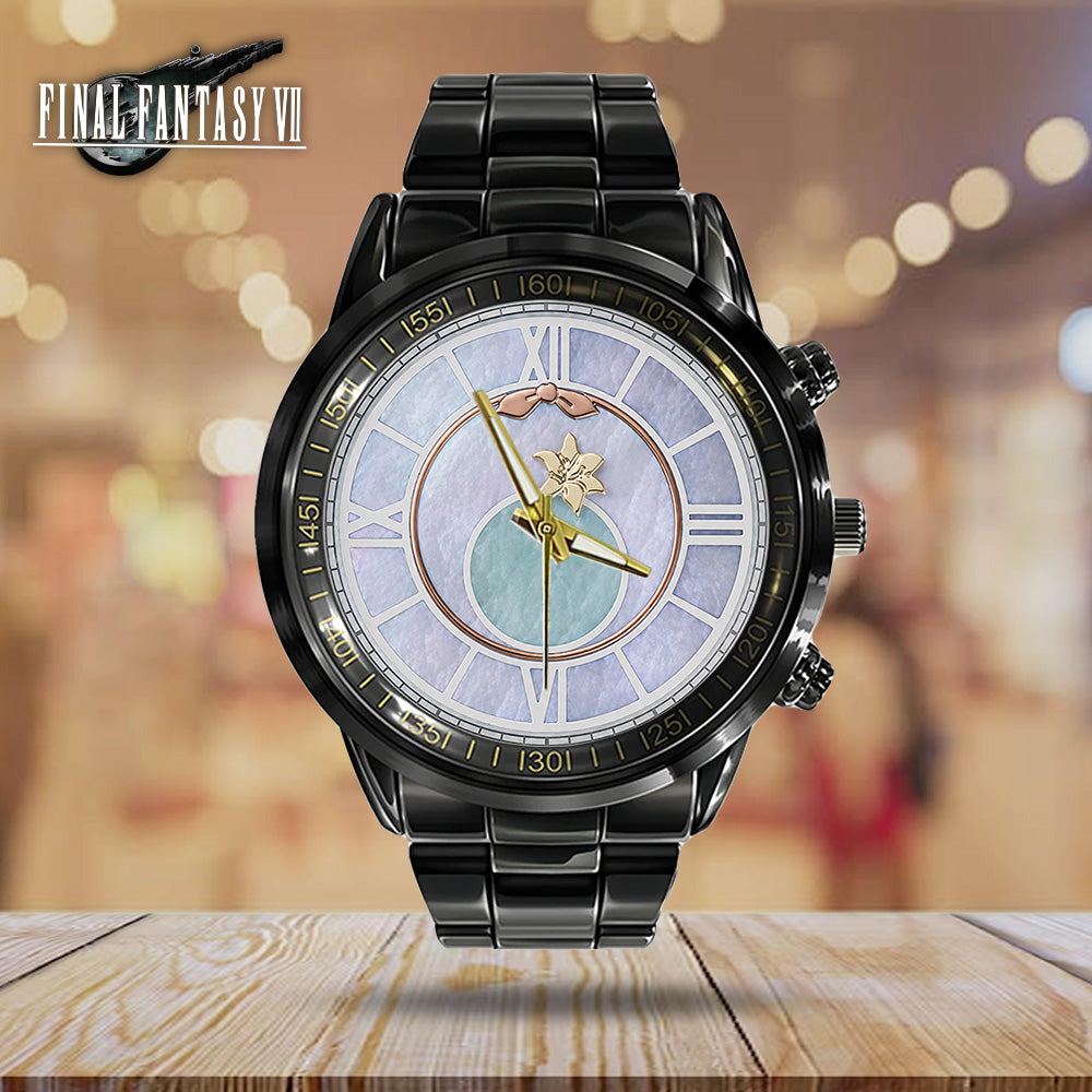 Final Fantasy VII x Aerith Gainsborough Black Stainless Steel Watch - GNE6539