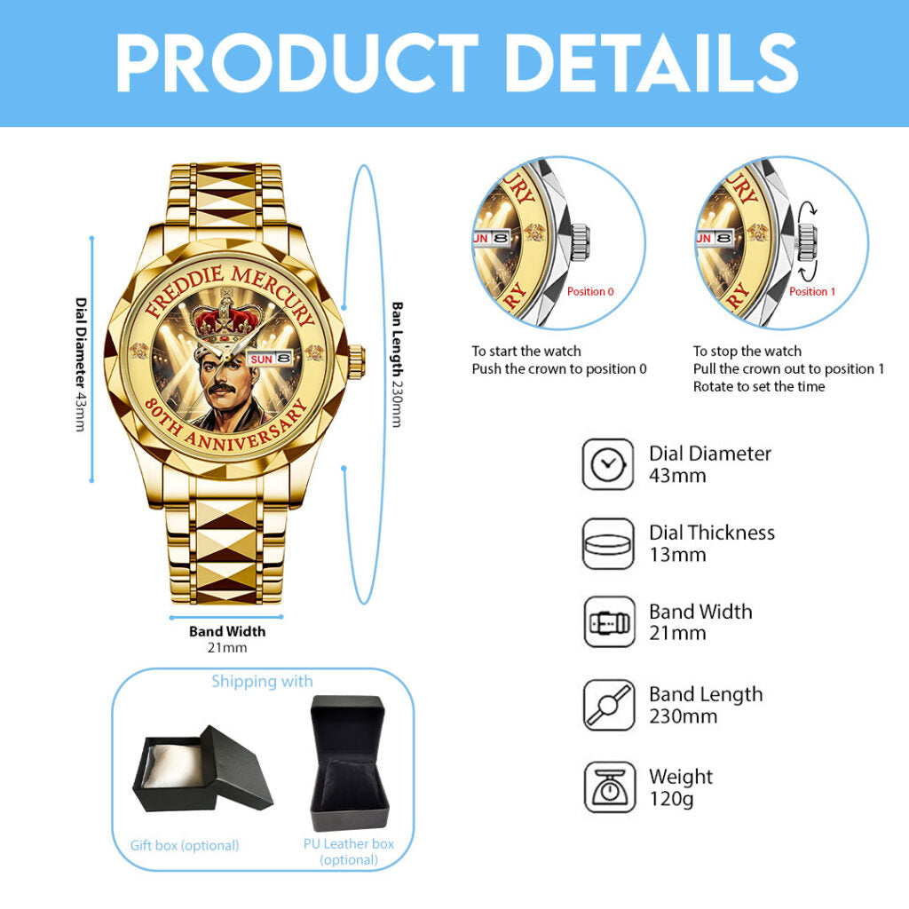 Freddie Mercury Alloy Luxury Quartz Watch - TMTHU2944