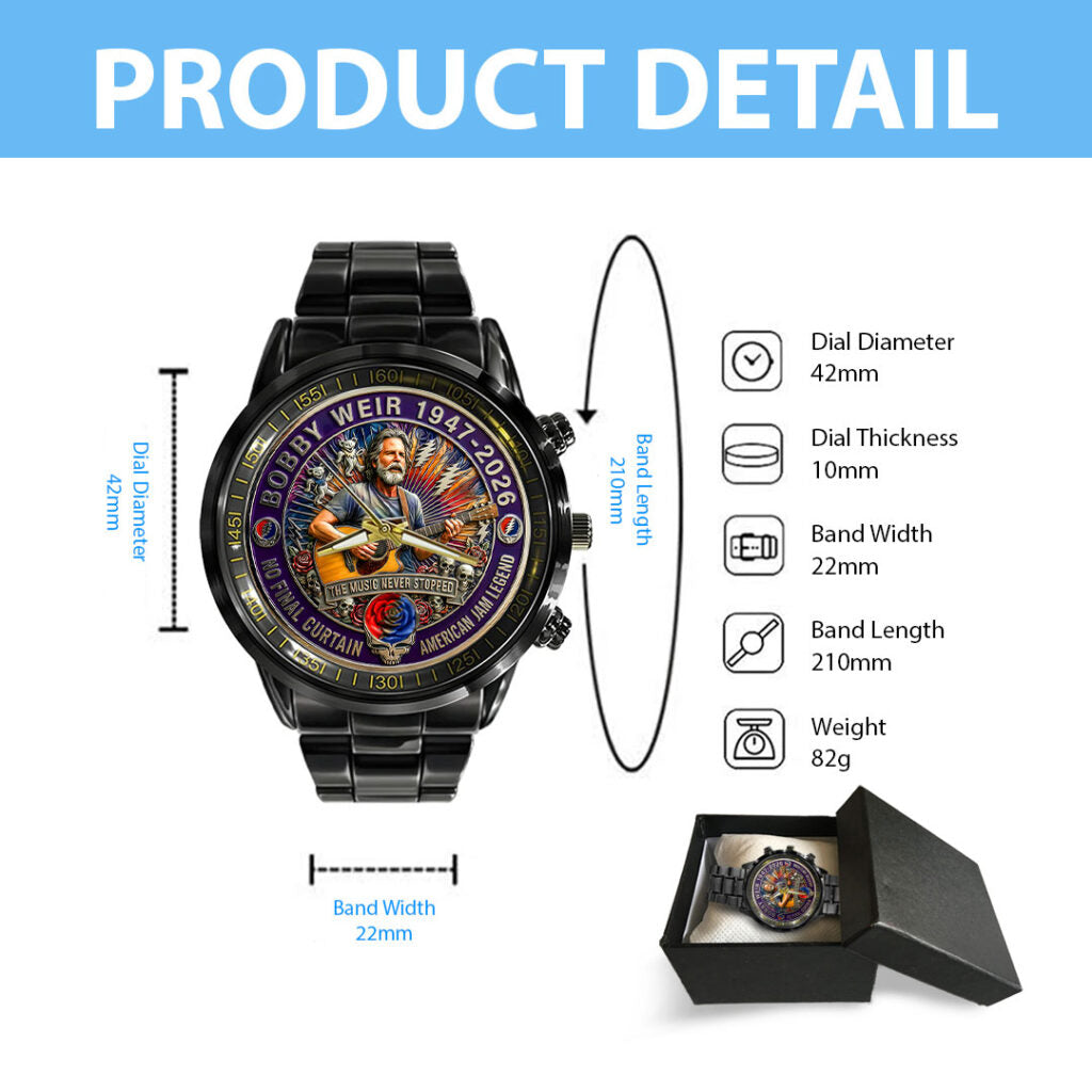 Grateful Dead x Bob Weir Black Stainless Steel Watch - HOATT15722