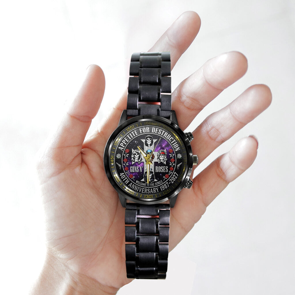 Guns N’ Roses 40th Anniversary Black Stainless Steel Watch - TANTN21629
