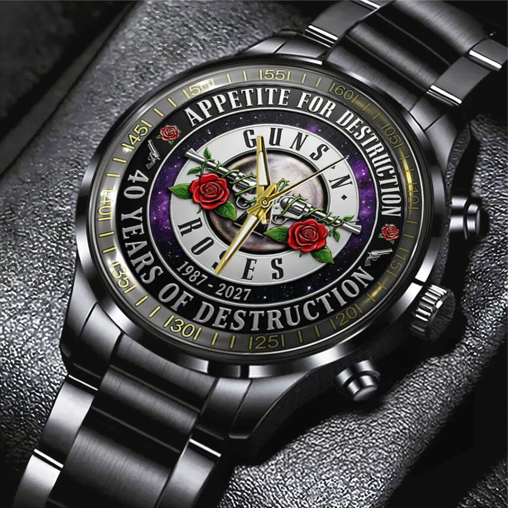 Guns N’ Roses 40th Anniversary Black Stainless Steel Watch - TANTN21631