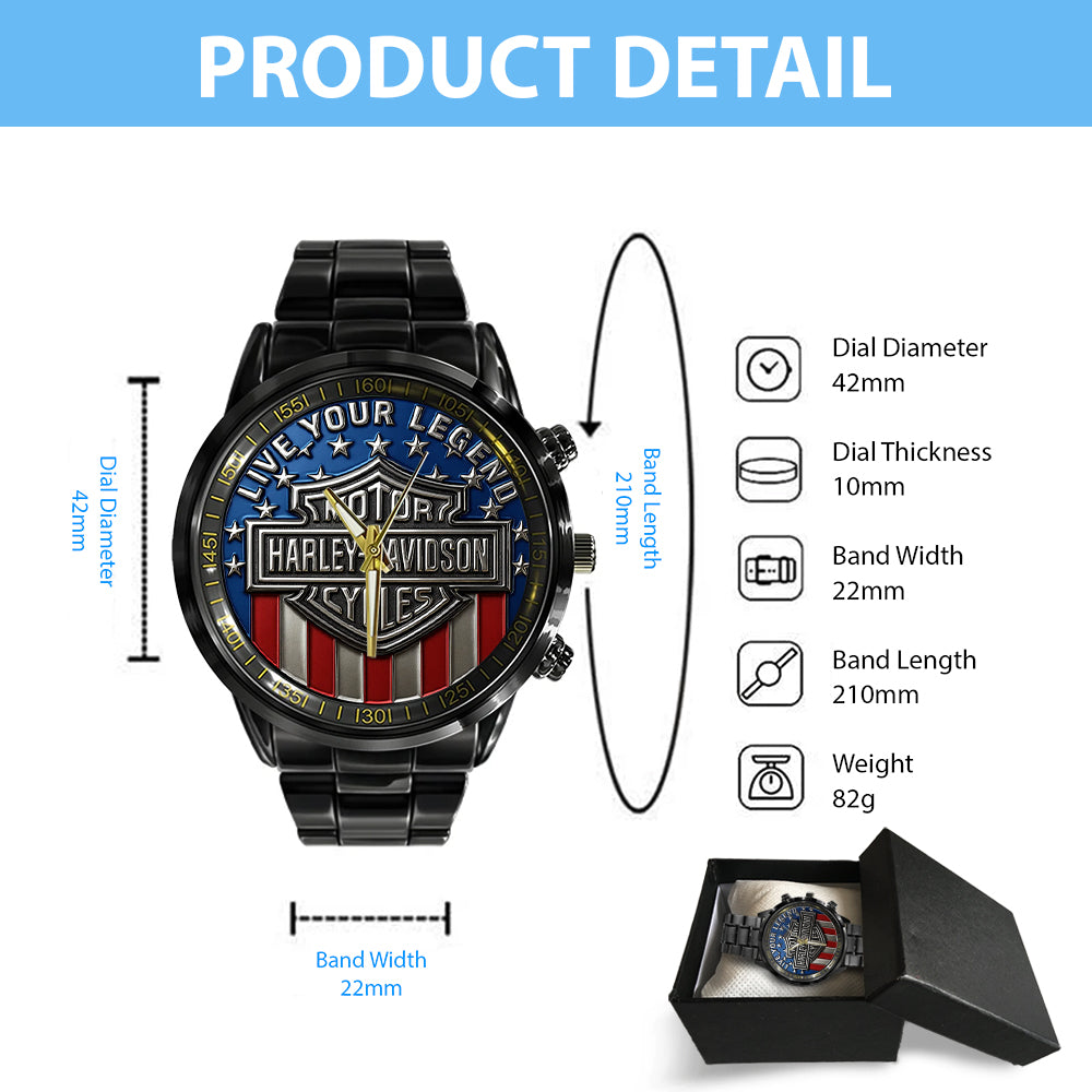 Harley Davidson Black Stainless Steel Watch - TMTHU985