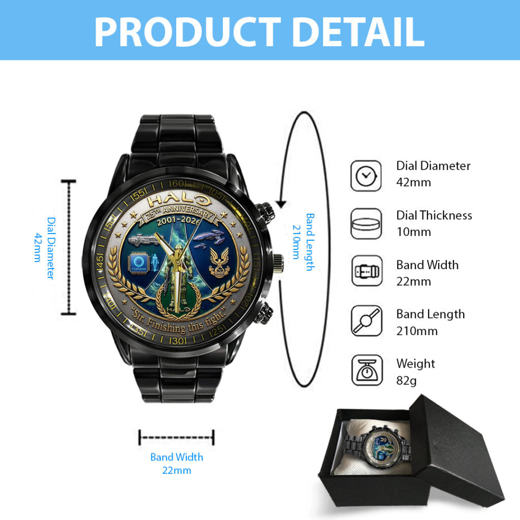 Halo 25th Anniversary Black Stainless Steel Watch - TANTN21699