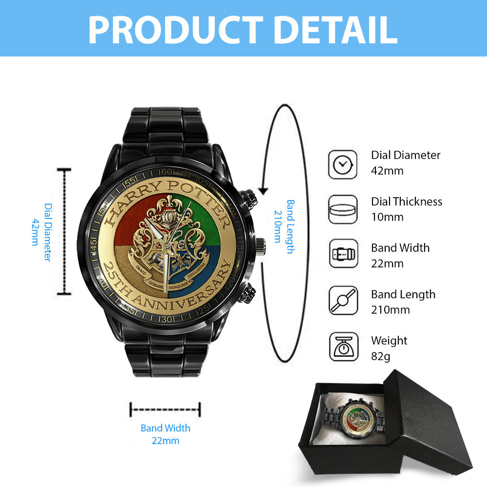 Harry Potter 25th Anniversary Black Stainless Steel Watch - TMTHU2727
