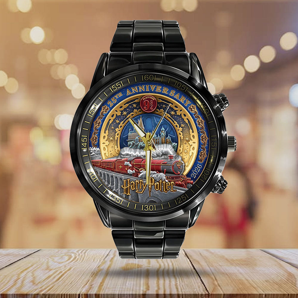 Harry Potter 25th Anniversary Black Stainless Steel Watch - TMTHU2753