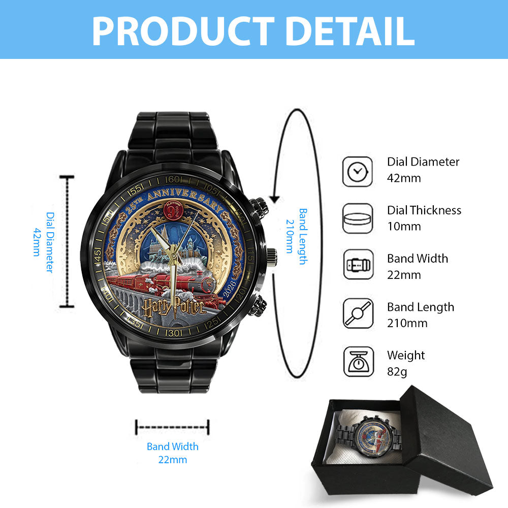 Harry Potter 25th Anniversary Black Stainless Steel Watch - TMTHU2753