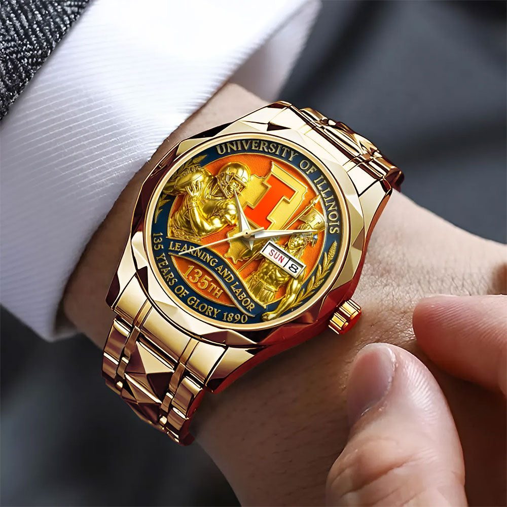 Illinois Fighting Illini Football Alloy Luxury Quartz Watch - TANTN17999