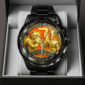 Illinois Fighting Illini Football Black Stainless Steel Watch - TANTN18000