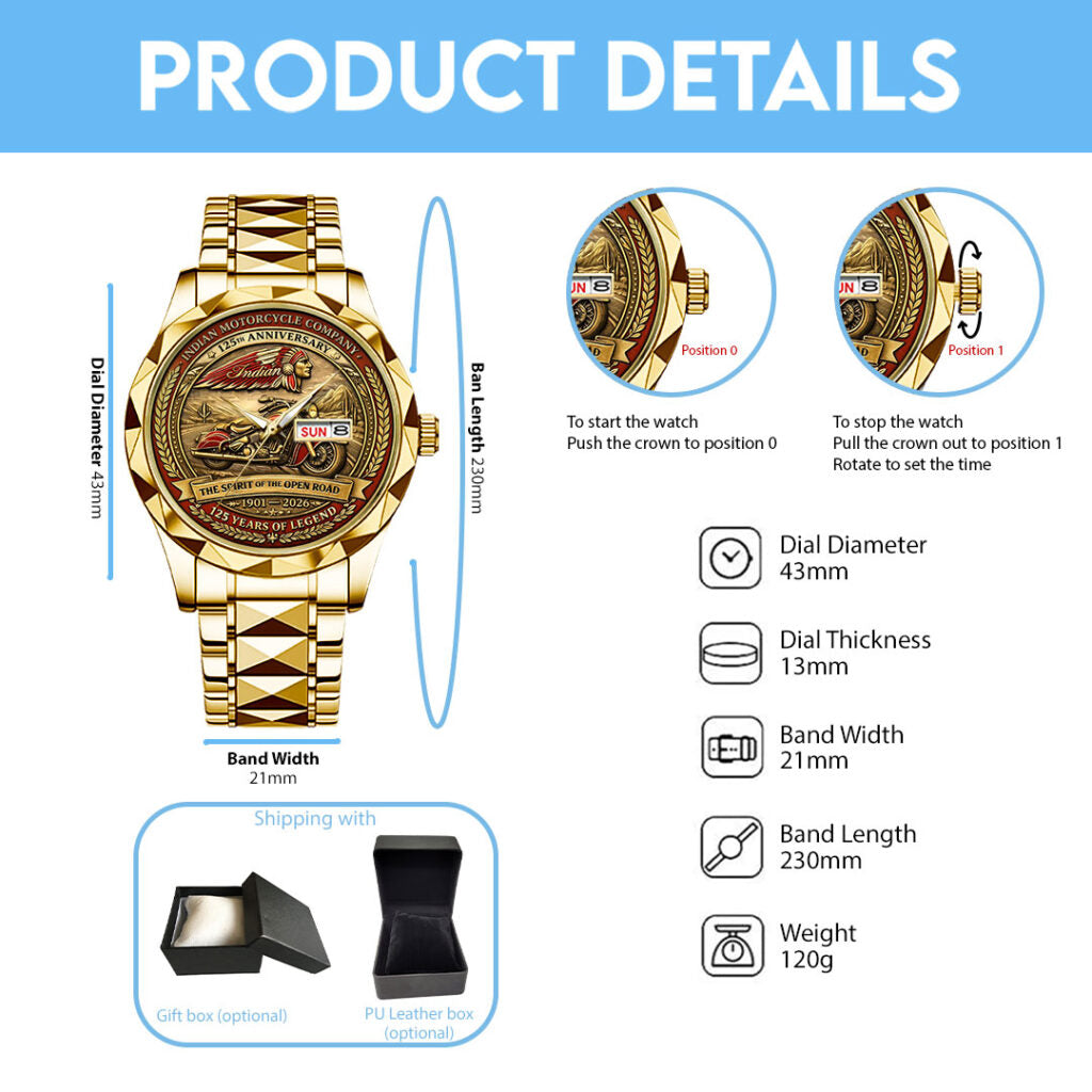 Indian Motorcycle 125th Anniversary Alloy Luxury Quartz Watch - TANTN21659