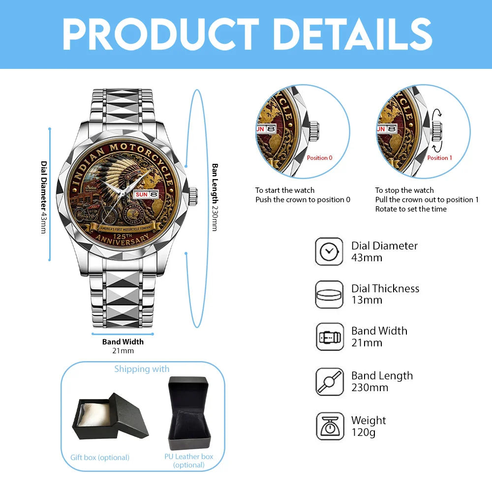 Indian Motorcycle 125th Anniversary Alloy Luxury Quartz Watch - TMTHU8598