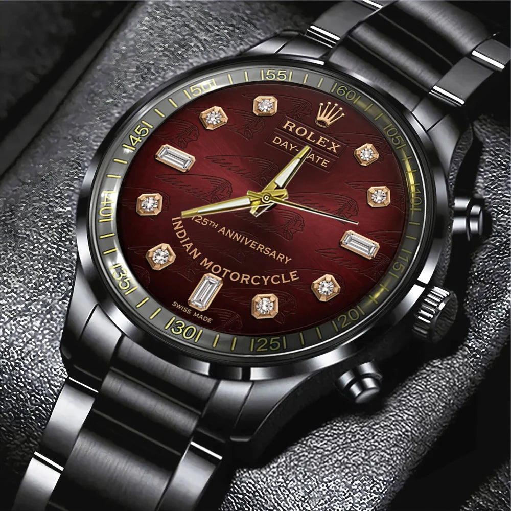 Indian Motorcycle 125th Anniversary Black Stainless Steel Watch - TMTHU8585