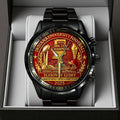 Indiana Hoosiers Football Black Stainless Steel Watch - TANTN19262