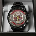 Indiana Hoosiers Football Black Stainless Steel Watch - TANTN19263
