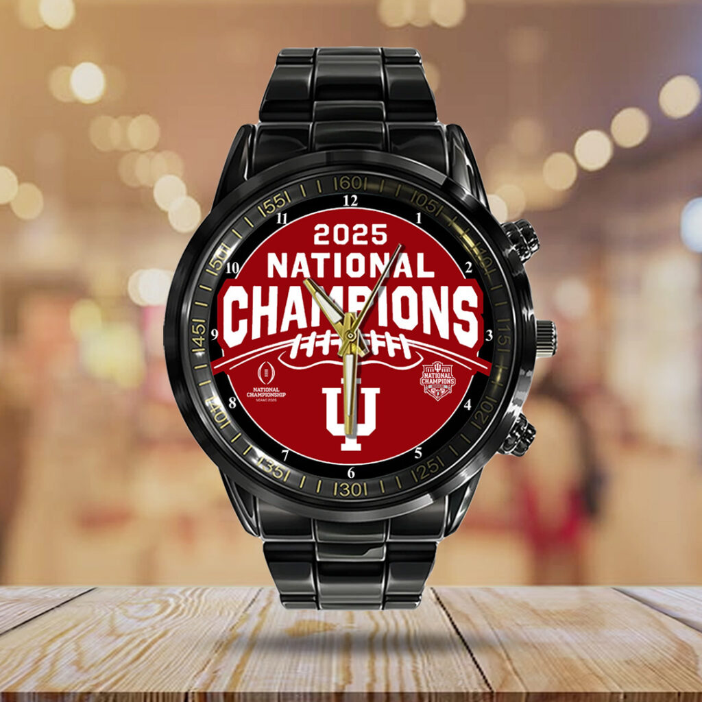 Indiana Hoosiers Football 2025 National Champions Black Stainless Steel Watch - TANTN20159