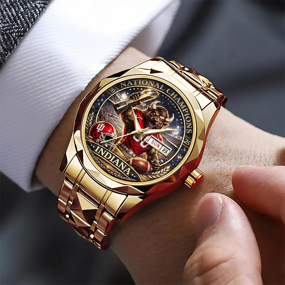 Indiana Hoosiers Football 2025 National Champions Alloy Luxury Quartz Watch - TANTN20495