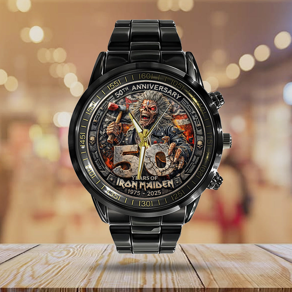 Iron Maiden 50th Anniversary Black Stainless Steel Watch - MAITM14652