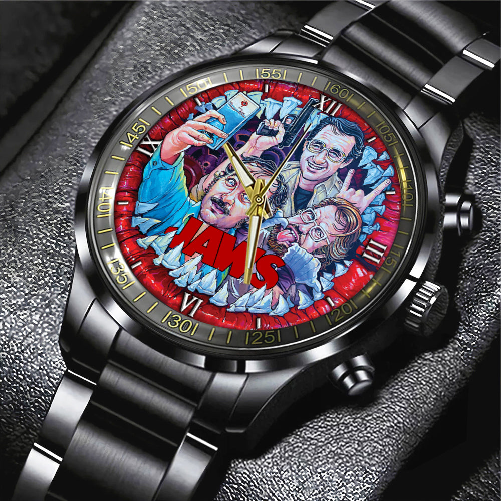 Jaws Black Stainless Steel Watch - GNE NEW489