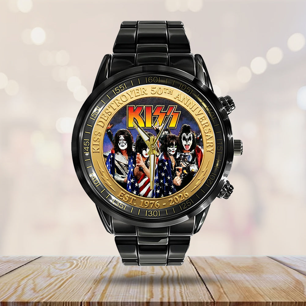 KISS Destroyer 50th Anniversary 2026 Black Stainless Steel Watch - TMTHU5236