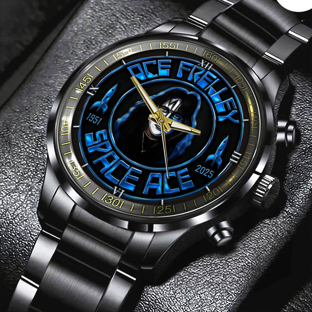 KISS x Ace Frehley Black Stainless Steel Watch - TMTHU1593