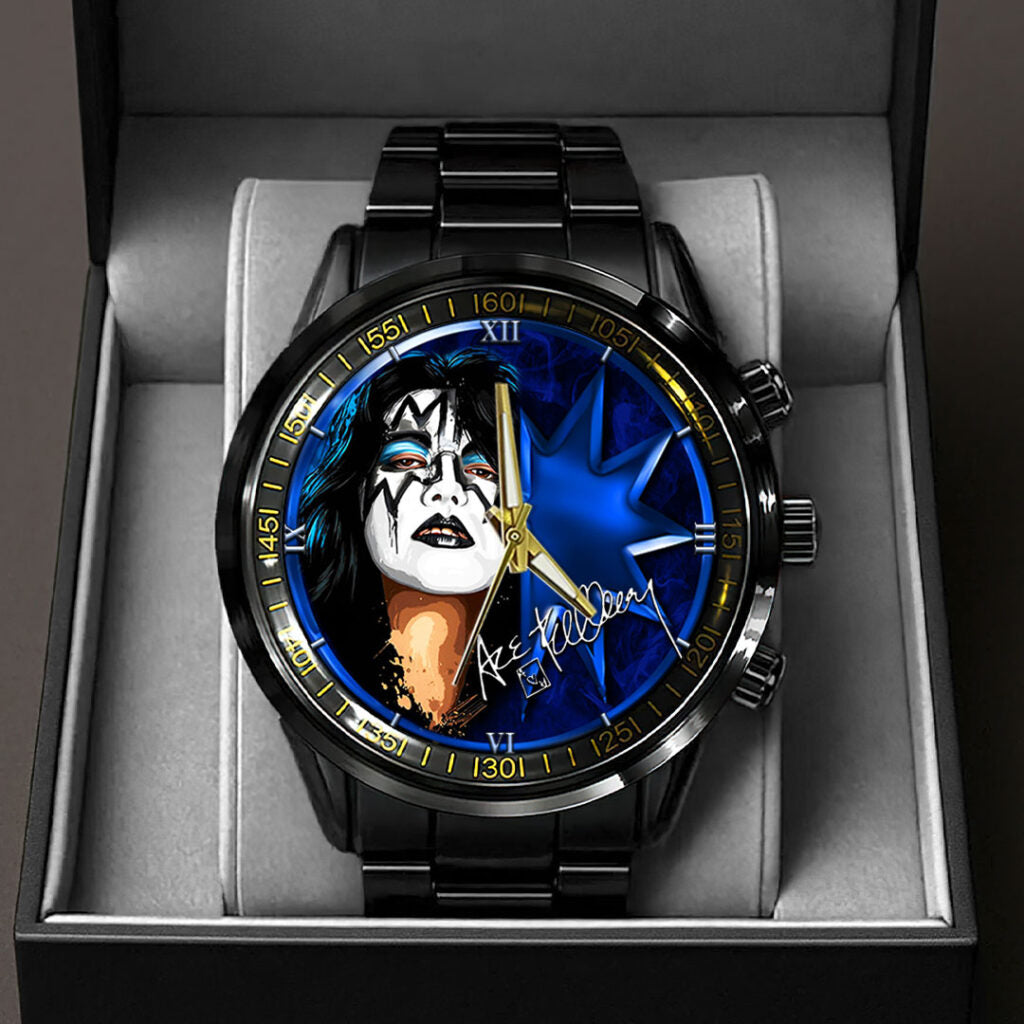 KISS x Ace Frehley Black Stainless Steel Watch - HOATT14219