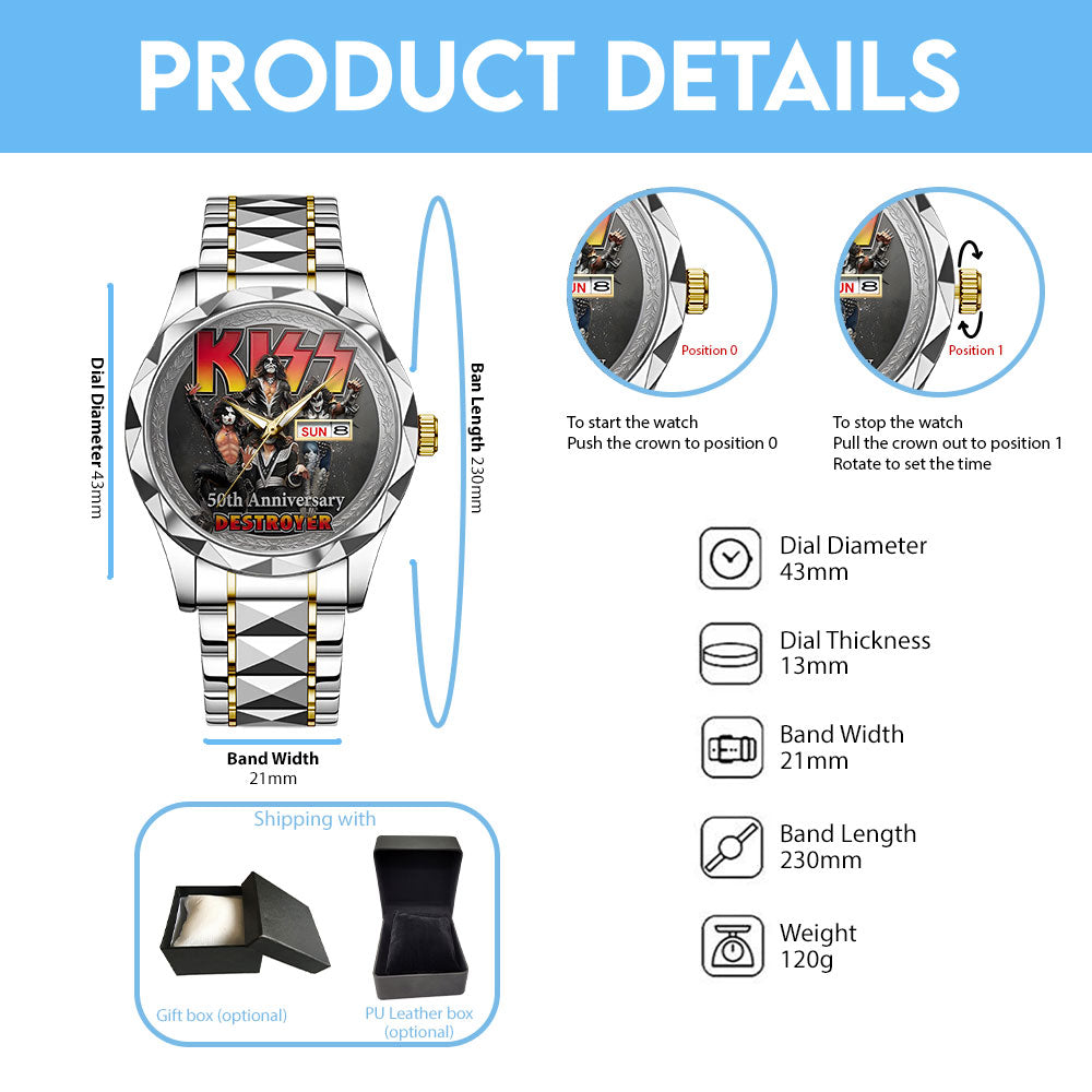 KISS Destroyer 50th Anniversary Alloy Luxury Quartz Watch - TANTN22424