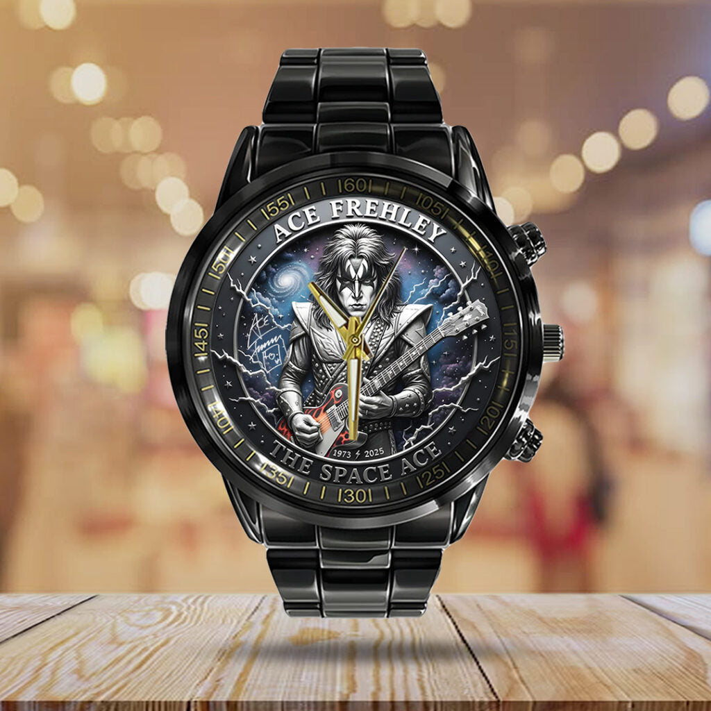 KISS x Ace Frehley Black Stainless Steel Watch - TANTN17638