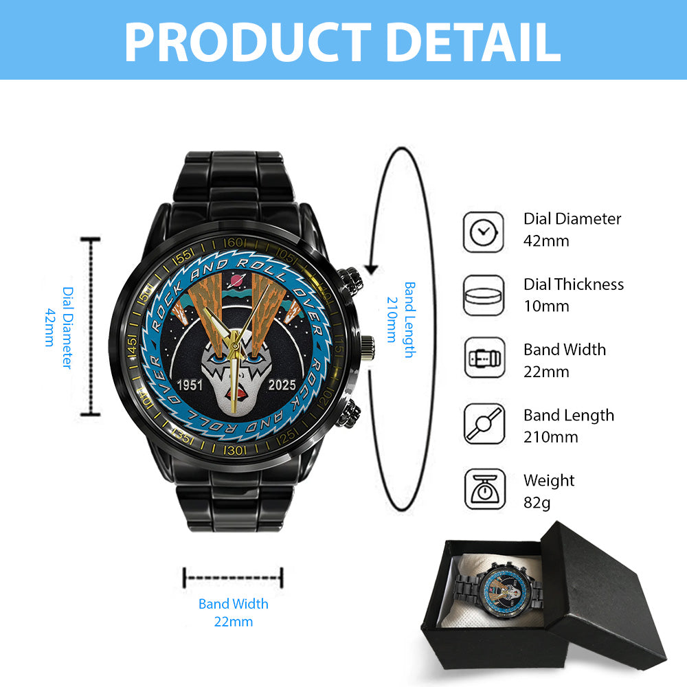 KISS x Ace Frehley Black Stainless Steel Watch - TANTN17567