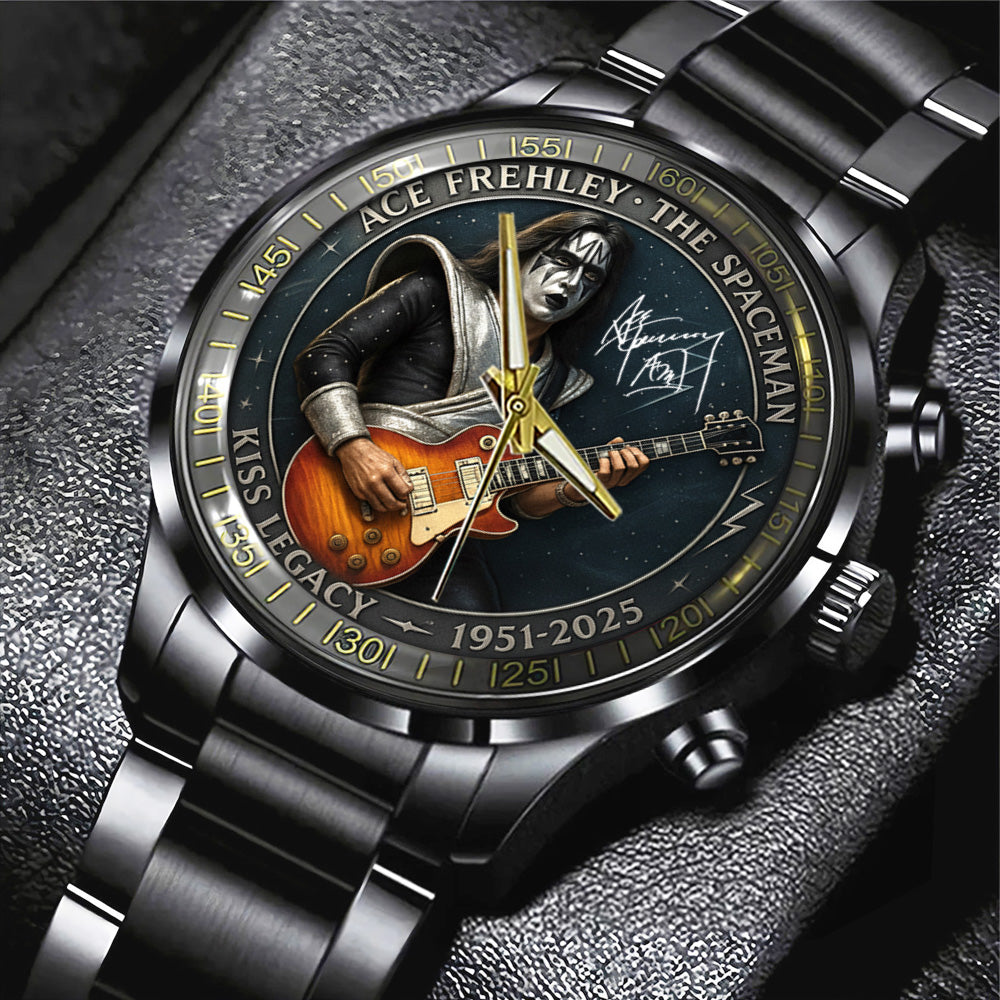 KISS x Ace Frehley Black Stainless Steel Watch - TANTN17618
