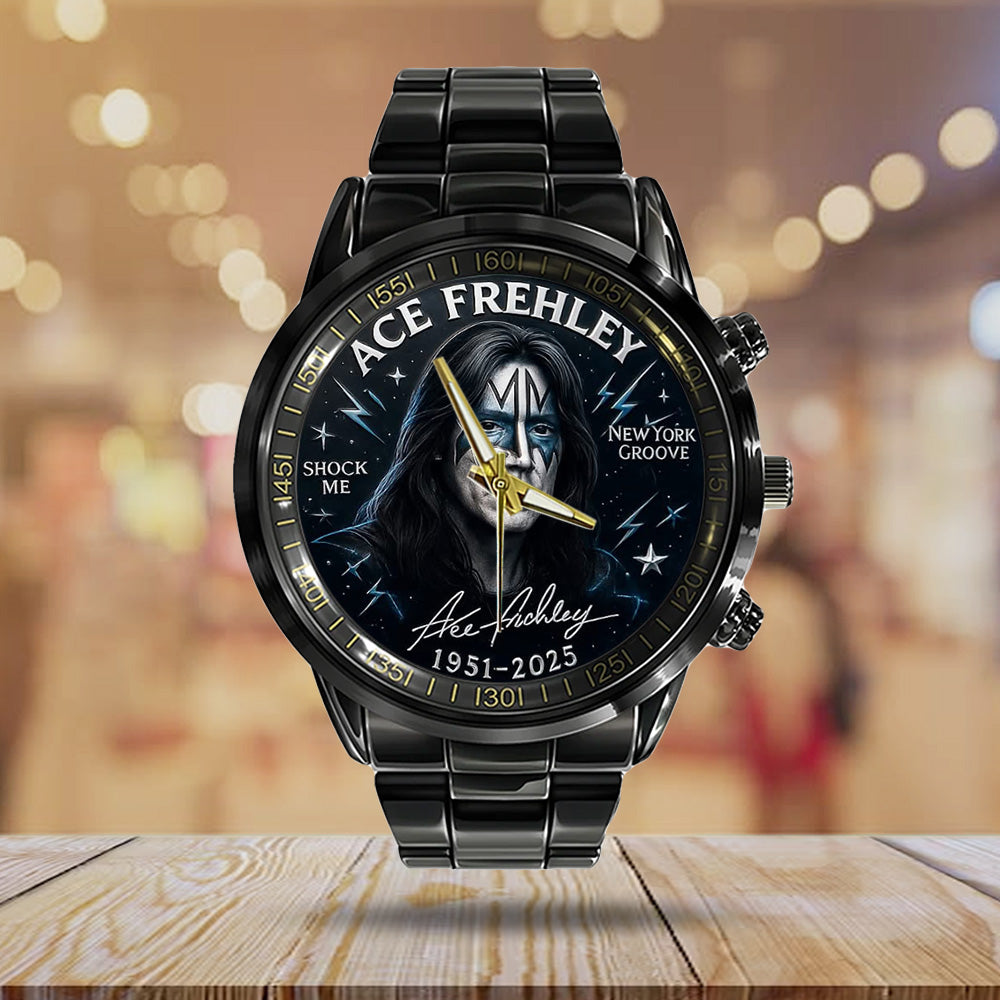 KISS x Ace Frehley Black Stainless Steel Watch - TANTN17621
