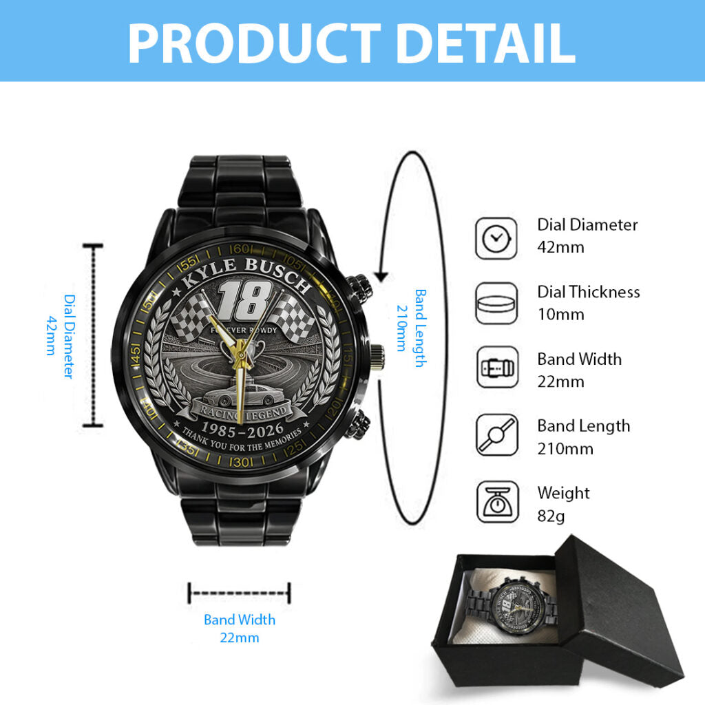 Kyle Busch Black Stainless Steel Watch - TANTN23162