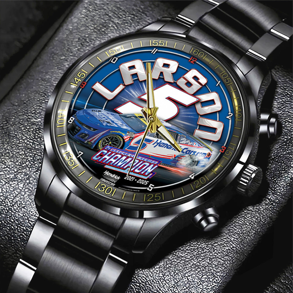 Kyle Larson 2025 NASCAR Cup Series Champion Black Stainless Steel Watch - TANTN18549