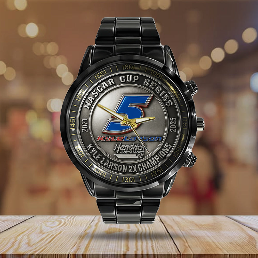 Kyle Larson NASCAR Cup Series Champions Black Stainless Steel Watch - TMTHU1933
