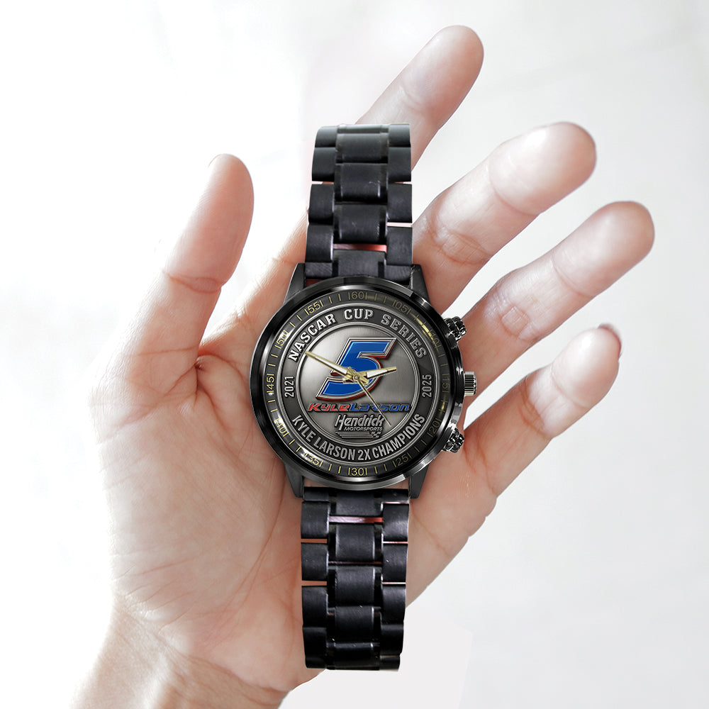Kyle Larson NASCAR Cup Series Champions Black Stainless Steel Watch - TMTHU1933