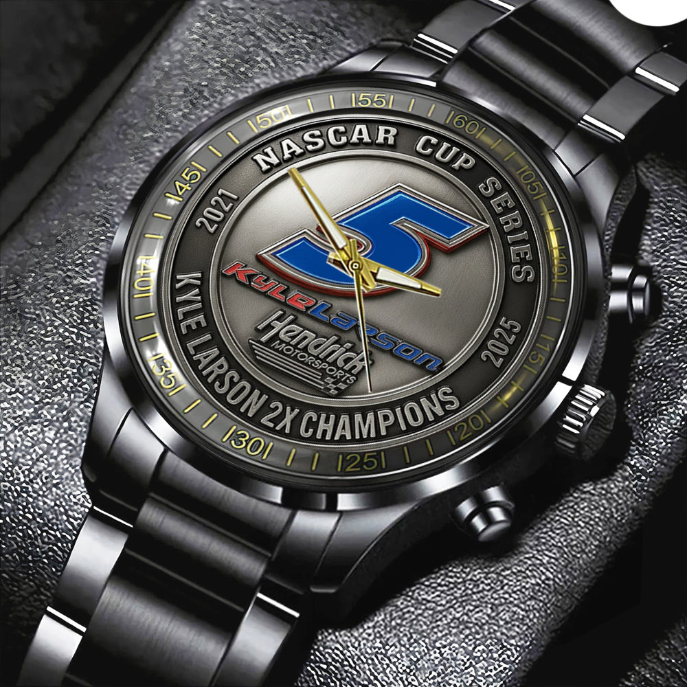 Kyle Larson NASCAR Cup Series Champions Black Stainless Steel Watch - TMTHU1933