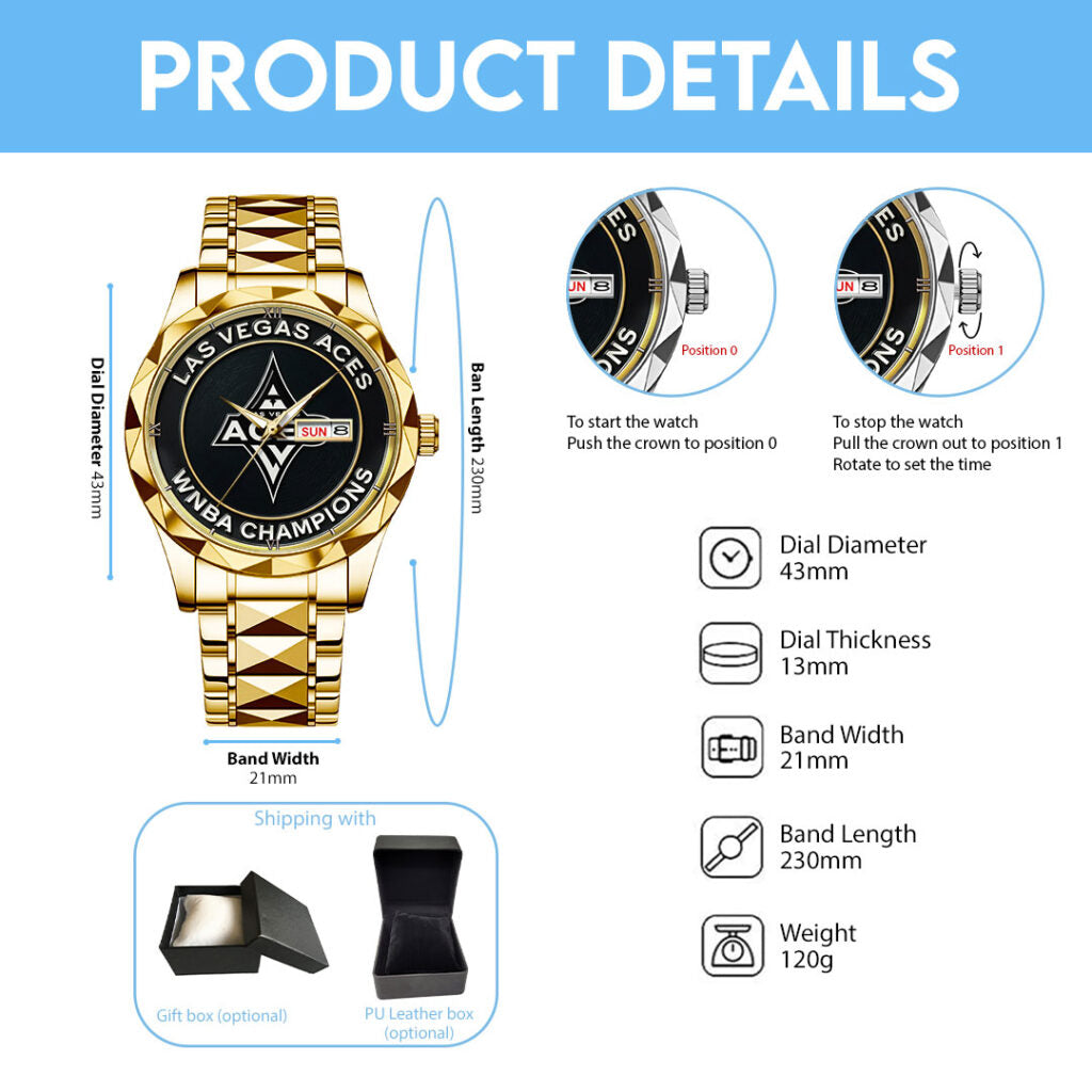 Las Vegas Aces 2025 WNBA Champions Alloy Luxury Quartz Watch - TMTHU1446