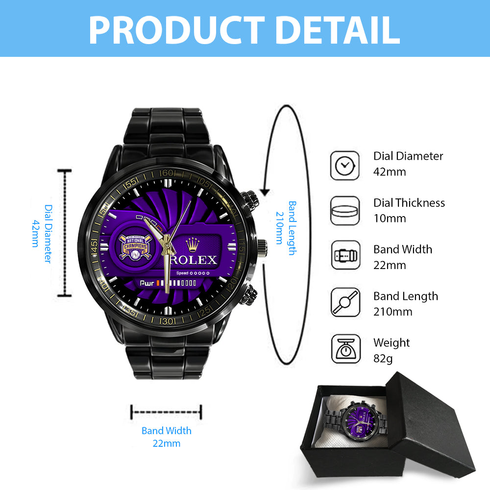 LSU Tigers Baseball 2025 National Champions x Rolex Black Stainless Steel Watch - MAITM 12012