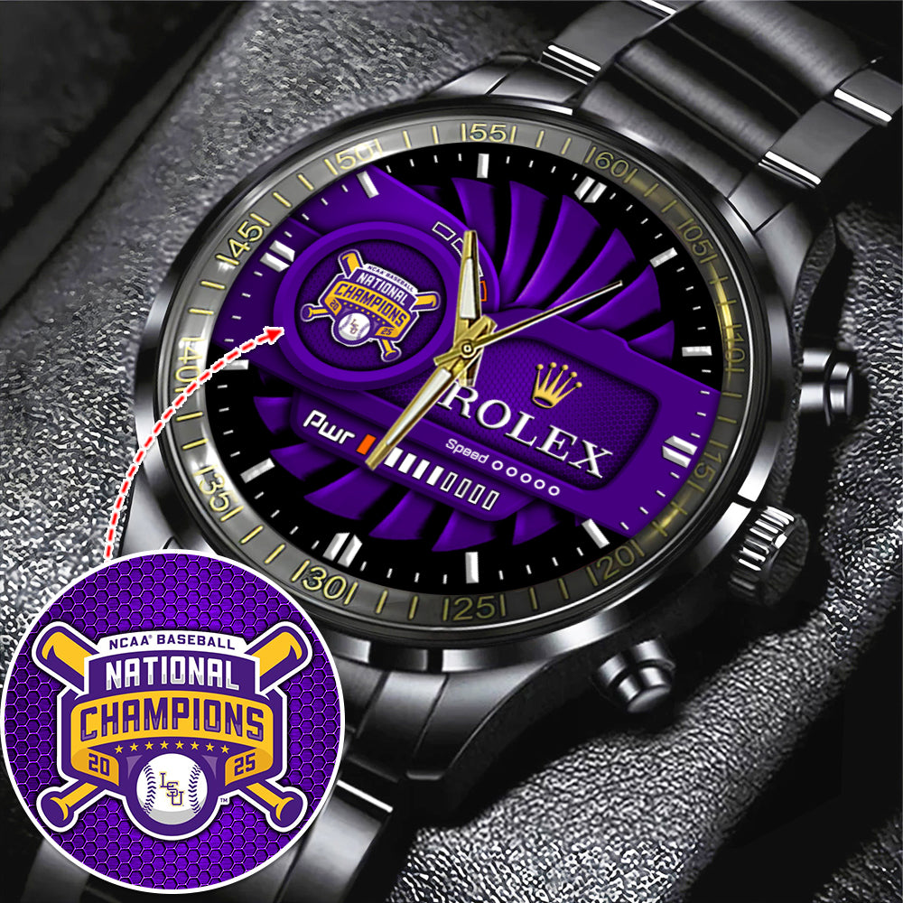 LSU Tigers Baseball 2025 National Champions x Rolex Black Stainless Steel Watch - MAITM 12012